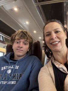Teen and mom on train from madrid to valencia